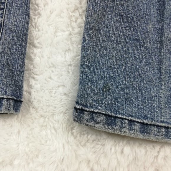 Duplex Womens Jeans Straight Leg Blue Denim Medium Wash Mid Rise Stitching 10 - Picture 9 of 12